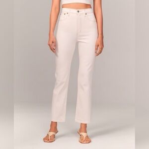 Abercrombie cream ultra high rise ankle straight jean